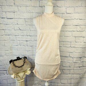 NWT Fabletics Size L Heather Pink Kathie Sleeveless High Neck Ruched Dress